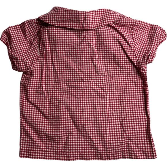 Little Sprouts Y2K Red Gingham Embroidered Daisy Baby Shirt - Picture 2 of 4